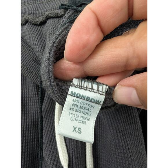 Monrow Drawstring Thermal Waffle knit Shorts Grey - Picture 4 of 4